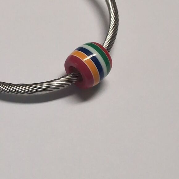 Multicolor Striped Charm for Pandora Style Bracelet - Picture 4 of 4